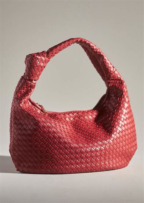 anthropologie woven bag red